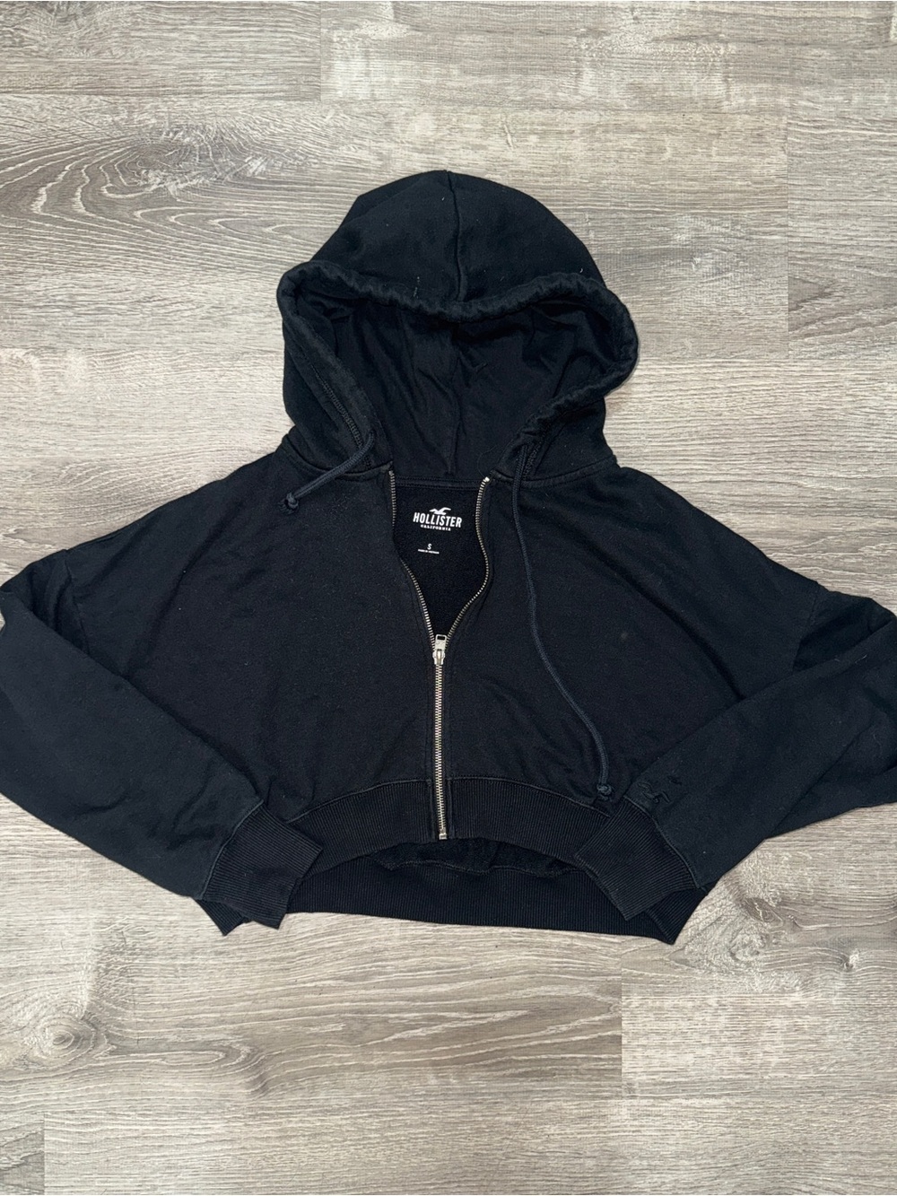 Hollister Black Cropped Zip-Up Hoodie